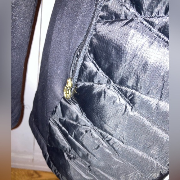 Michael Kors MK Women's Puffer Jacket Coat Black Gold Logo Zipper Pulls Long S-M - Picture 5 of 8